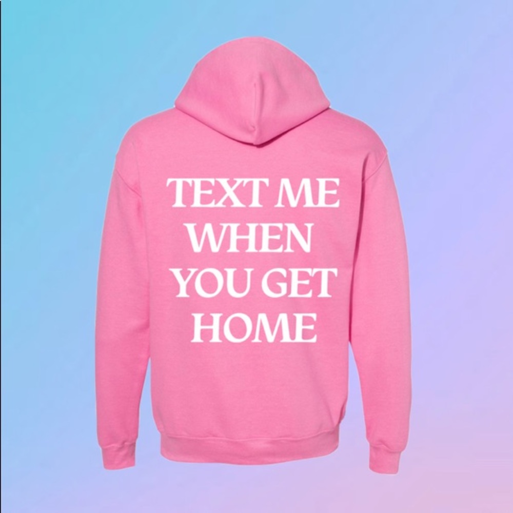 Lonely Ghost Pink Text Me Hoodie NEW